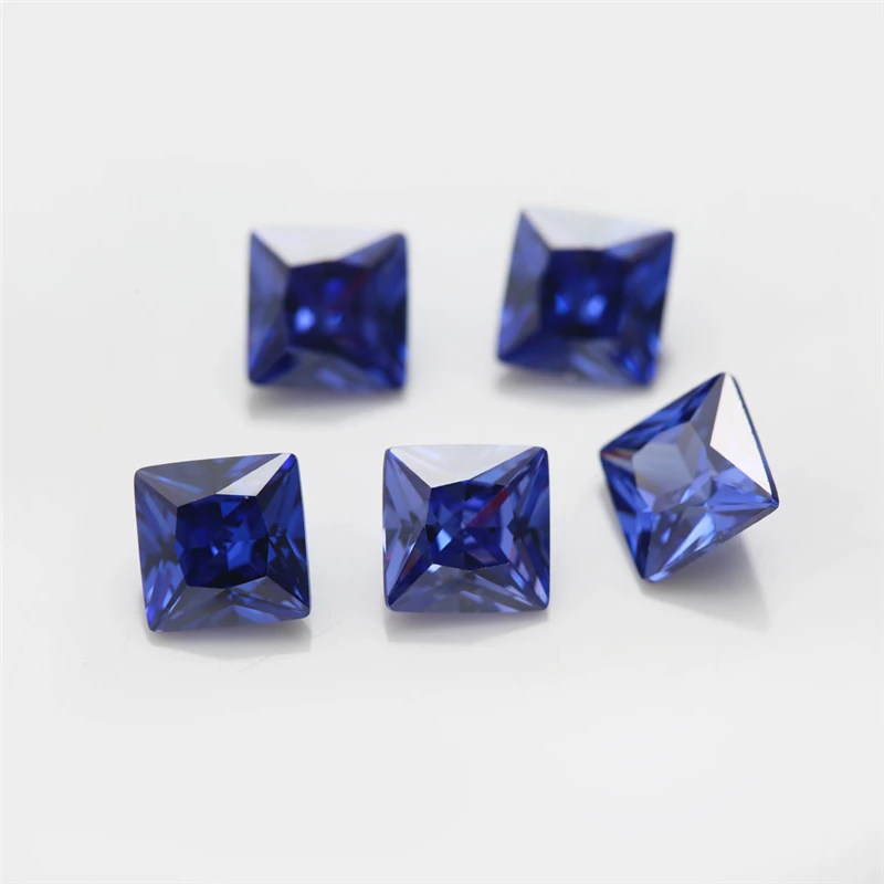 Square Shape Princess Cut Loose Cubic Zirconia 5A CZ Stones Green Sea Blue Coffee Tanzanite Color Size 3x3~10x10mm