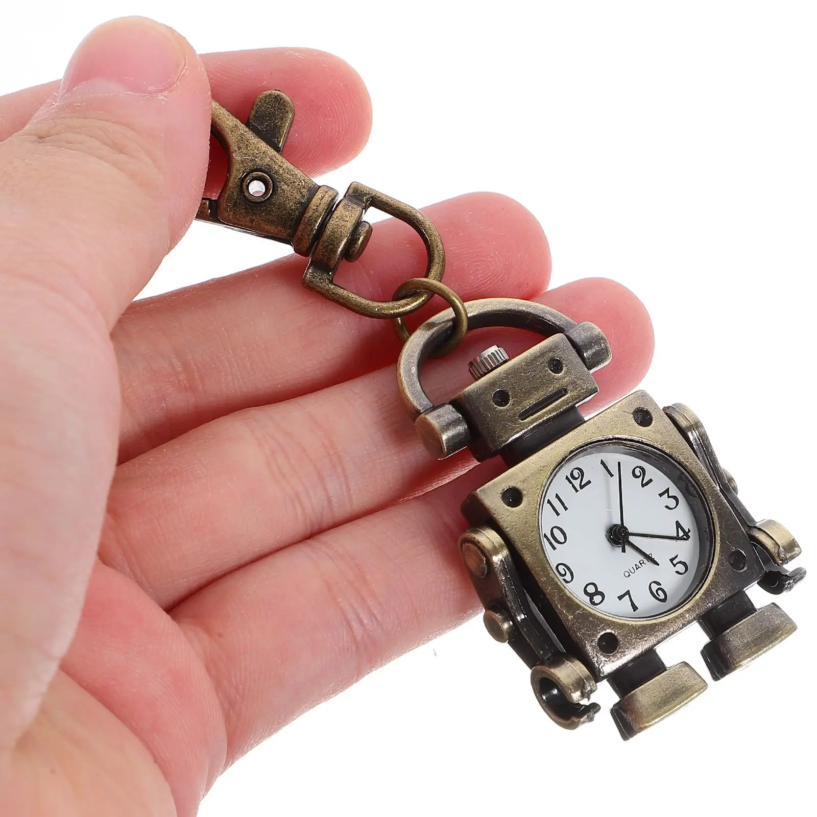 

Robot Shaped Keychain Clock Pendant Pocket Watch Retro Vintage Long Term Use Durable Premium Material Handbag Backpack Accessory
