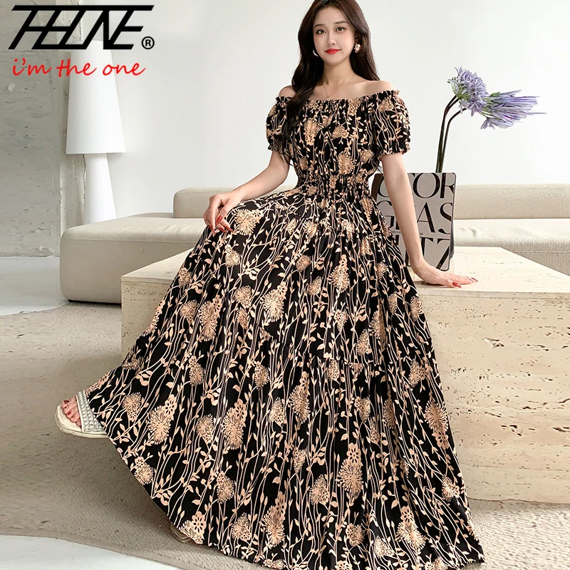 فستان صيفي طويل ماكسي ملابس نسائية بوهيمي لقضاء العطلات على الشاطئ بوهو على الطراز الكوري فساتين رداء عتيقة منقوشة بالزهور