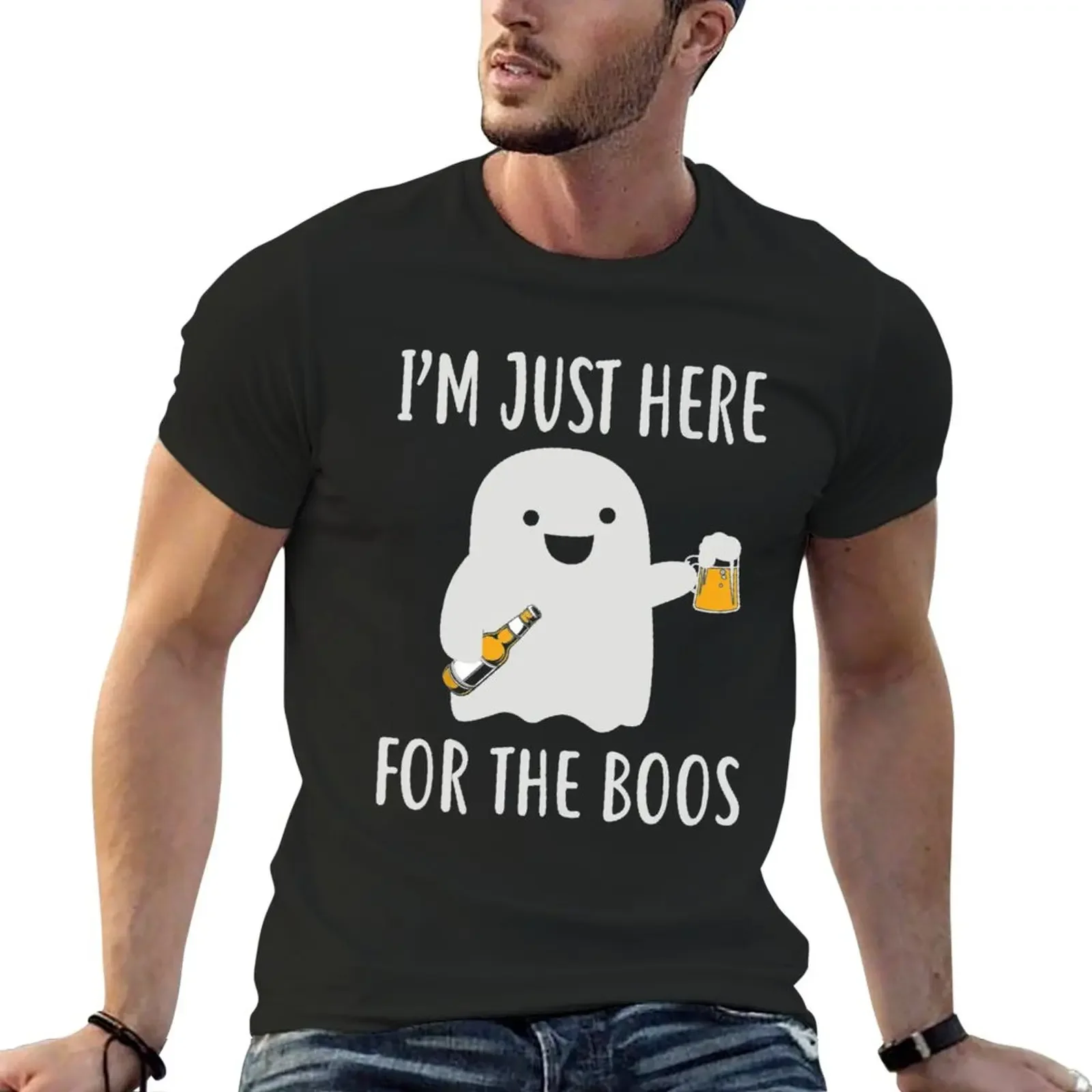 Im just here for the boos T-Shirt vintage anime shirt cute tops sports fans plus sizes plain black t shirts men