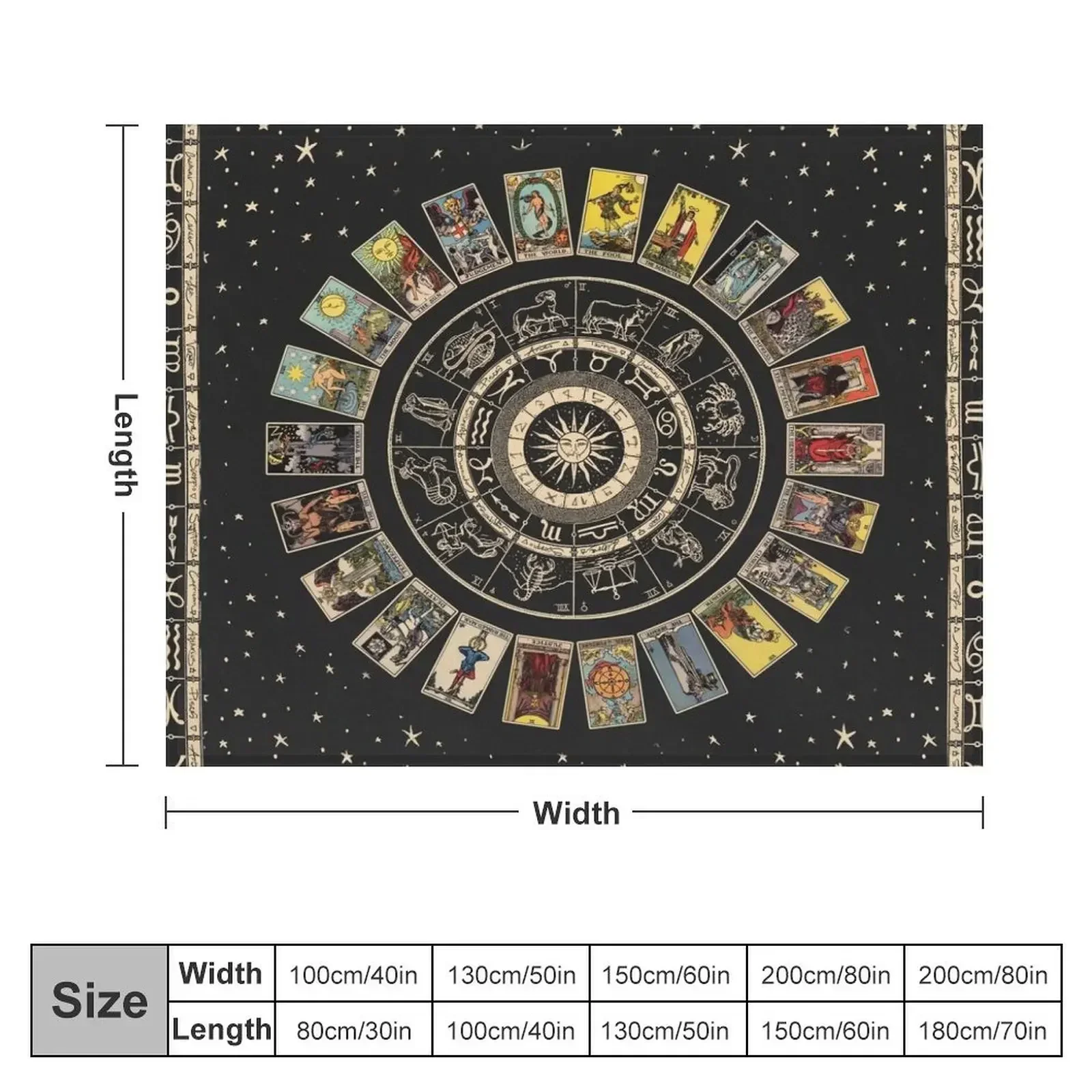 Wheel of the Zodiac, Astrology Chart & the Major Arcana Tarot Throw Blanket Plush Decorative Throw Hair Sofa Quilt Blankets