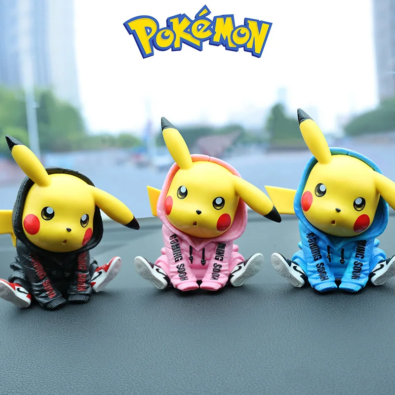 Cartoon Pokemon Camouflage Kleding Pikachu Anime Actiefiguur Auto Ornament Schattige Ballon Auto Interne Accessoires Decor Cadeau