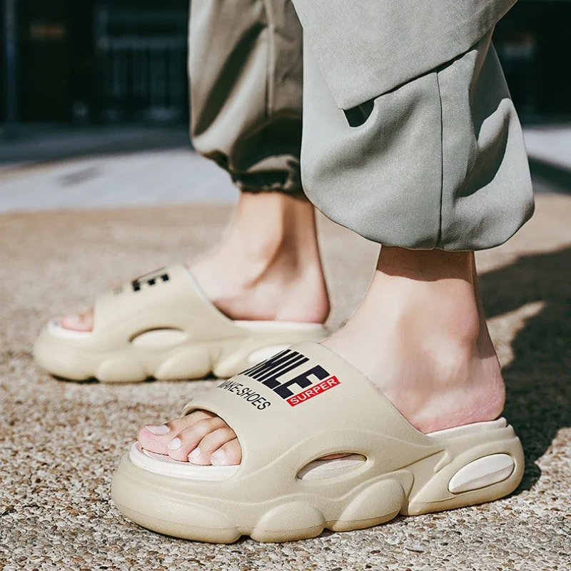 

2025 New Men Slippers Slides Indoor Outdoor Sandals Beach Casual Shoes Comfortable Sole Men's Slippers Big Size Women Sandals
