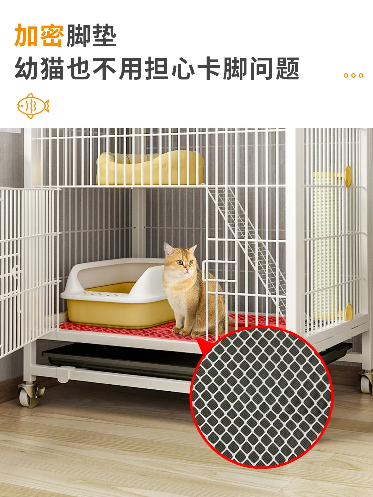 The product can be customized.Cat cage, indoor, two-story villa, toilet, cat litter basin, integrated small household cat nest