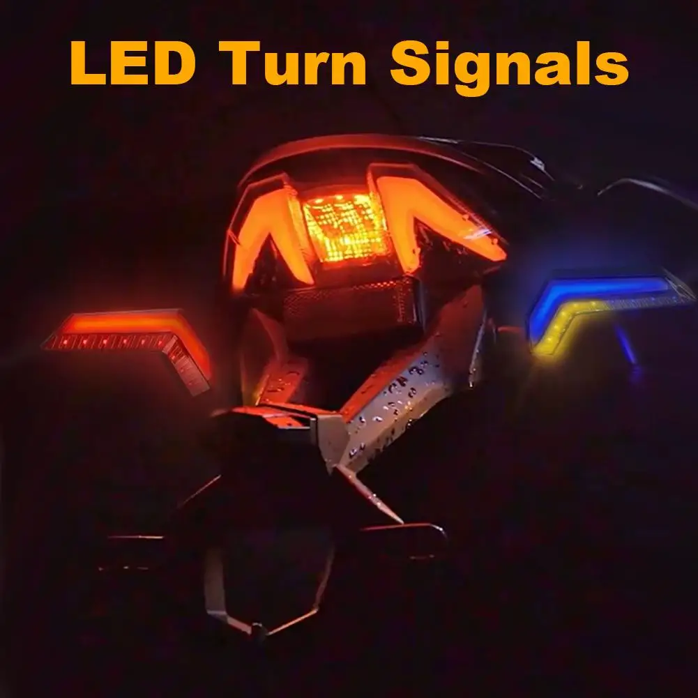 

2PCS V-shaped Motorcycle LED Turn Signals 3-Color Flowing Light Amber DRL ATV White Light Motorbike Scooter Waterproof Blin L9Y4