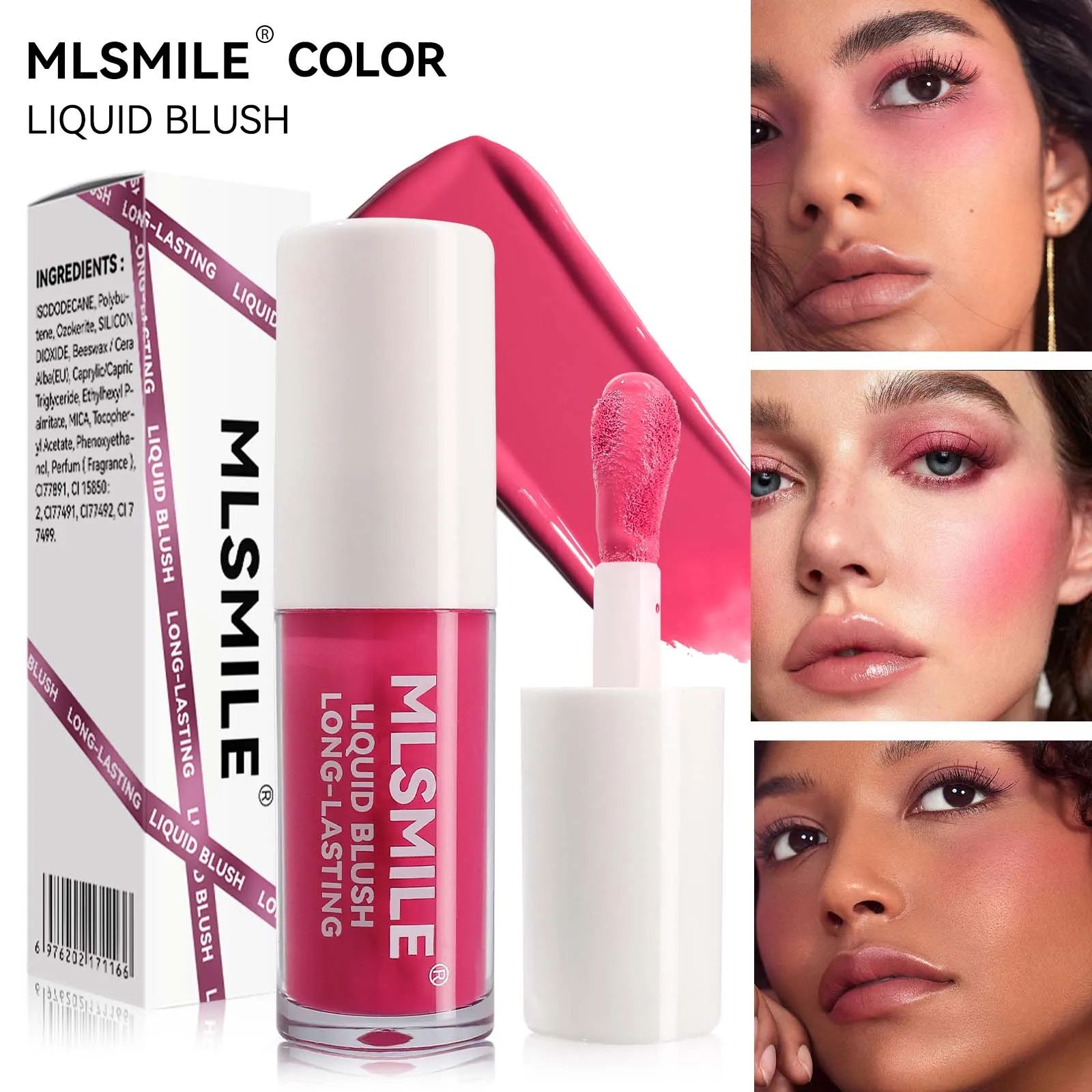 MLSMILE Liquid powder fard Lip cheek Dual Use Fine Shine High gloss riparazione del viso colorazione dell\'acqua Carmine powder blusher