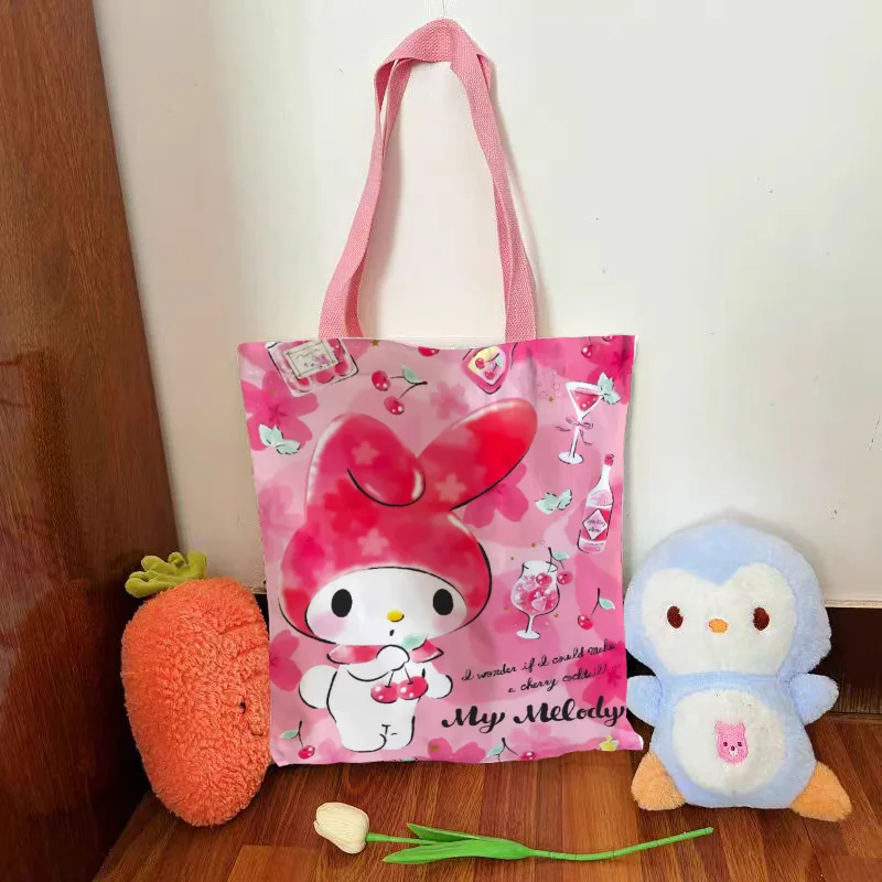 

Sanrio Cartoon storage bag New canvas bag tutoring My Melody bag storage bag Anime Kawaii Hot Sell Popular Sweet fresh
