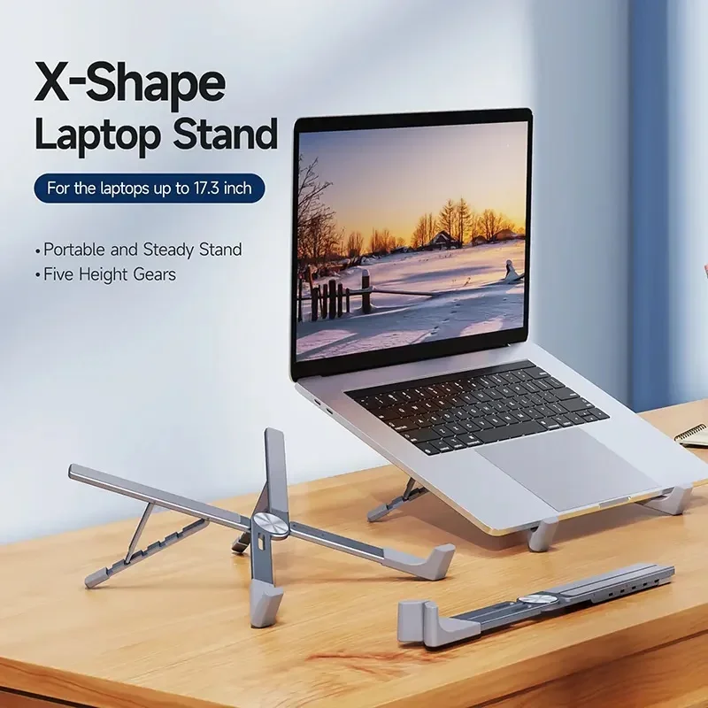 Portable Laptop Holder Aluminum Notebook Stand Ergonomic Desktop Stand Holder Height Adjustable Desktop Foldable Tablet Bracket