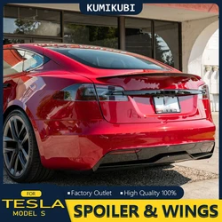 Car Rear Trunk Boot Lip Wing Spoiler For Tesla Model S Sedan 2012-2023 Rear Tail Trunk Spoiler Wing Lip Gloss Black Carbon Fiber
