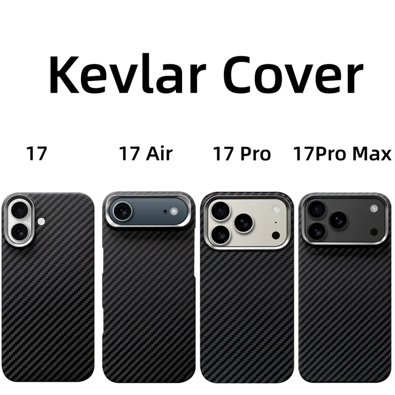 جديد لهاتف آيفون 17 برو ماكس حافظة هوائية من ألياف الكربون الحقيقية حافظة كيفلر رفيعة للغاية وخفيفة الوزن واقية