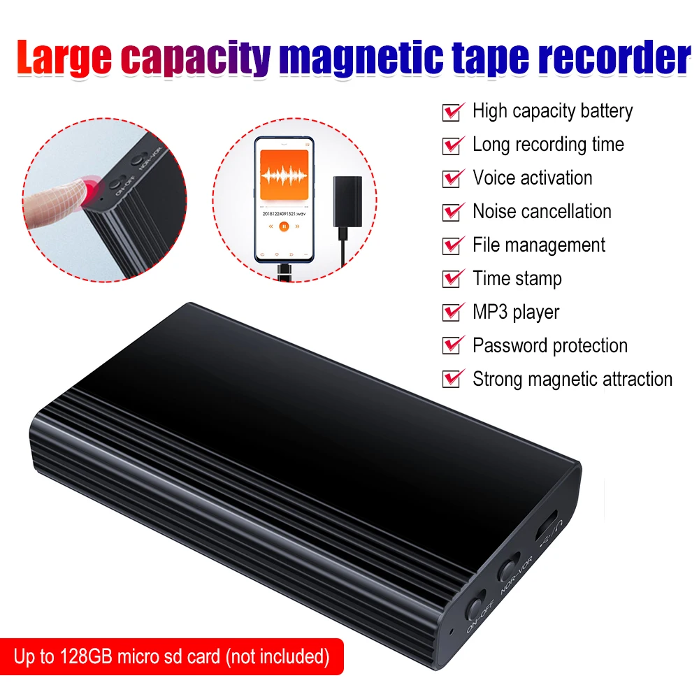 500 Hours Recorder Voice Recorder Noise Cancelling Audio Recorder with Magnetic Attachment Suitable for Lectures, Meetings