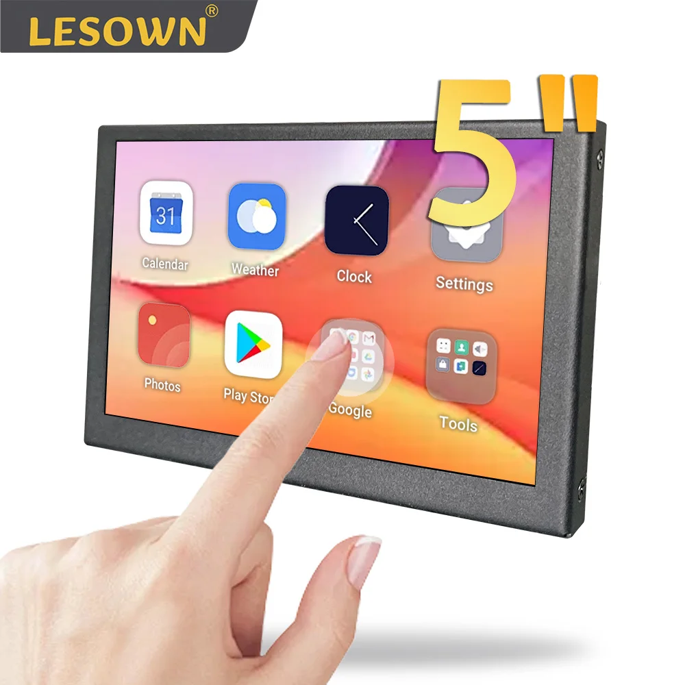 LESOWN 5 inch Small LCD Monitor Capacitive Touchscreen IPS 800x480 mini HDMI Portable Second Screen Display for Laptop PC Window