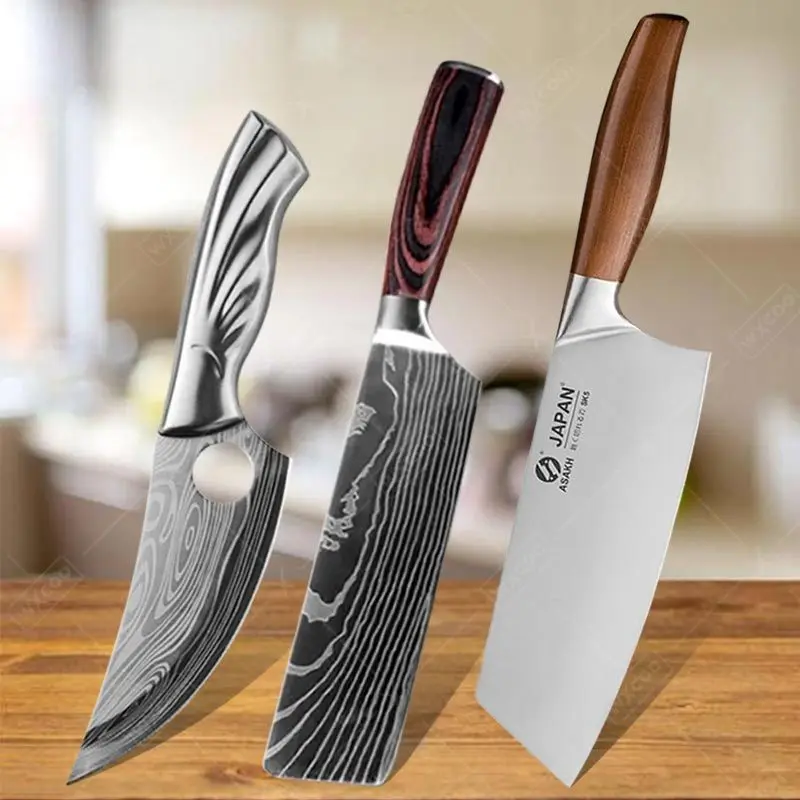 

WXCOO High Carbon Stainless Steel Chef's Knife Professional Deboning Knife Japanese Kitchen Knives Meat Cleaver Butcher's Knife