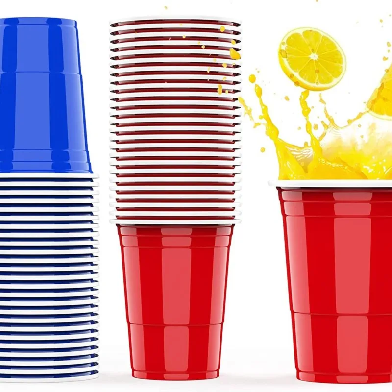 10pcs 500-55Ml Disposable Plastic Cups Restaurant Tableware Party Beerpong Game Drinking Cup Picnic Outdoor Barbecue Bar