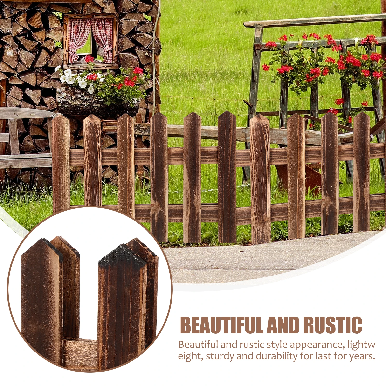 

Anticorrosive Wood Fence Garden Wooden Border Flower Beds Outdoor Yard Balcony Decorative Fences Durable Lightweight