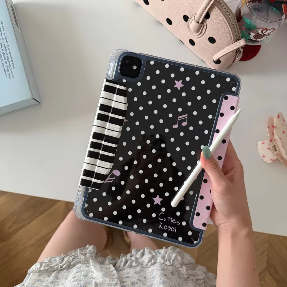 Creative Pink Polka Dot Notes Mint Green For iPad Cover Pro Air M5 M4 M3 M2 2 1 11th A16 12.9