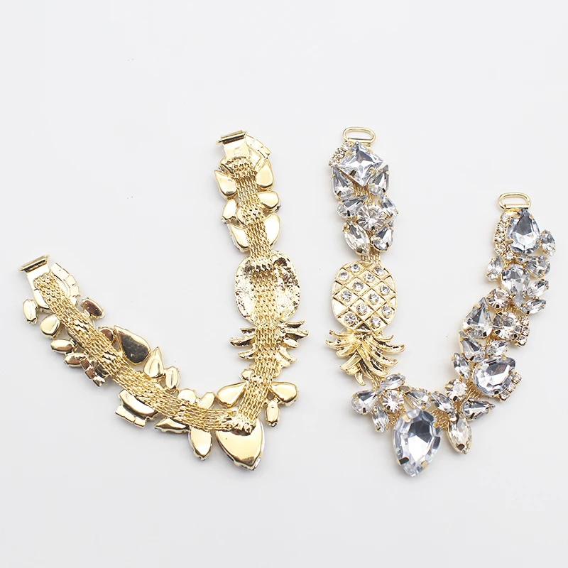 New Pineapple Alloy Women\'s Sandals Decorative Chain DIY Clothing Sewing Accessories Metal Crystal Rhinestone Connector Buckle