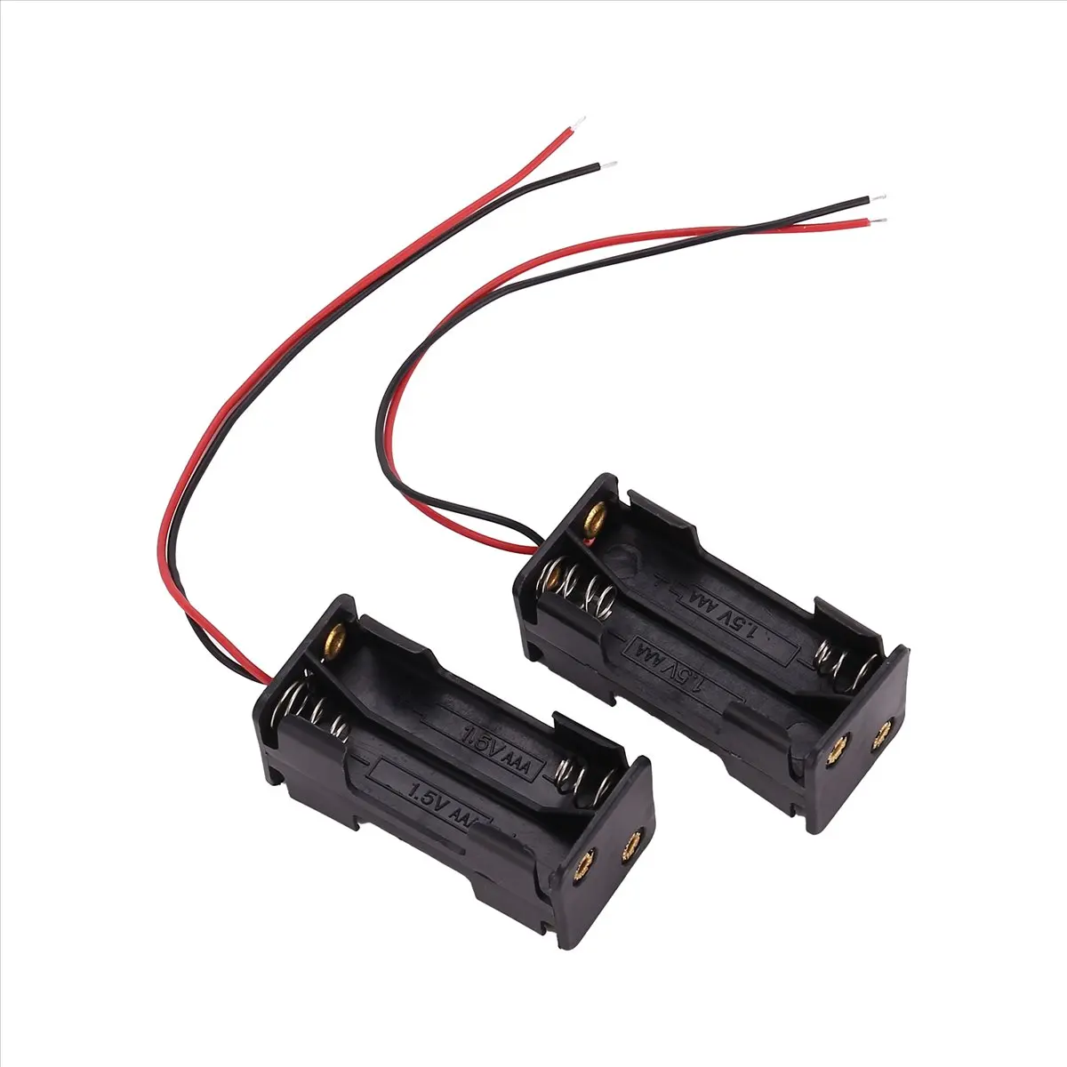 A40I 2pcs Black 2-Layers 4 x 1.5V AAA Battery Holder Case Box w Wire Leads