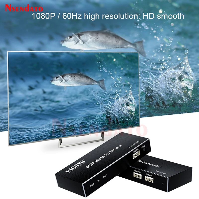 1080P 60hz HDMI KVM Extender Über Cat5e/6 Rj45 60M Ethernet Kabel USB HDMI KVM Schalter Für USB Maus Tastatur für PS4 Xbox PC TV