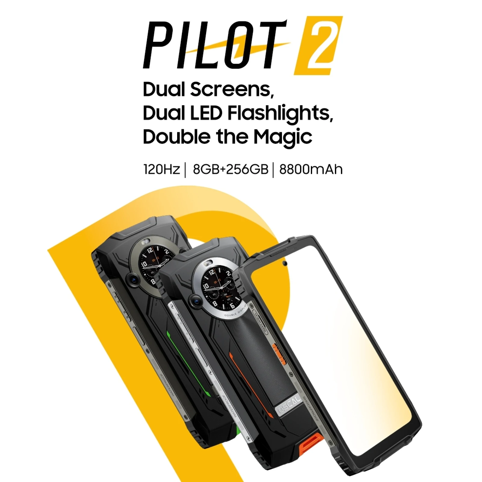 Blackview Oscal PILOT 2 Rugged Phone (8+16)GB+256GB Dual LED Flashlights 8800mAh 6.5'' Android 14 MTK MT6789 4G NFC Smartphone