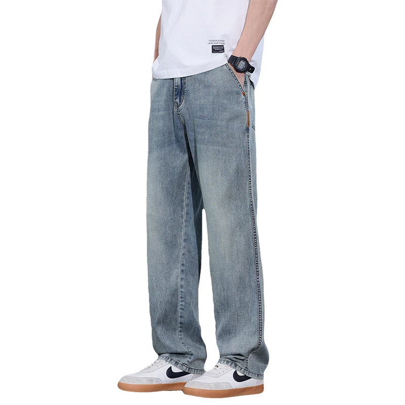 GIOIOMen's Jeans，2025Spring Summer New Loose Straight Thin Denim Long Pants，Fashionable Versatile Casual Pants