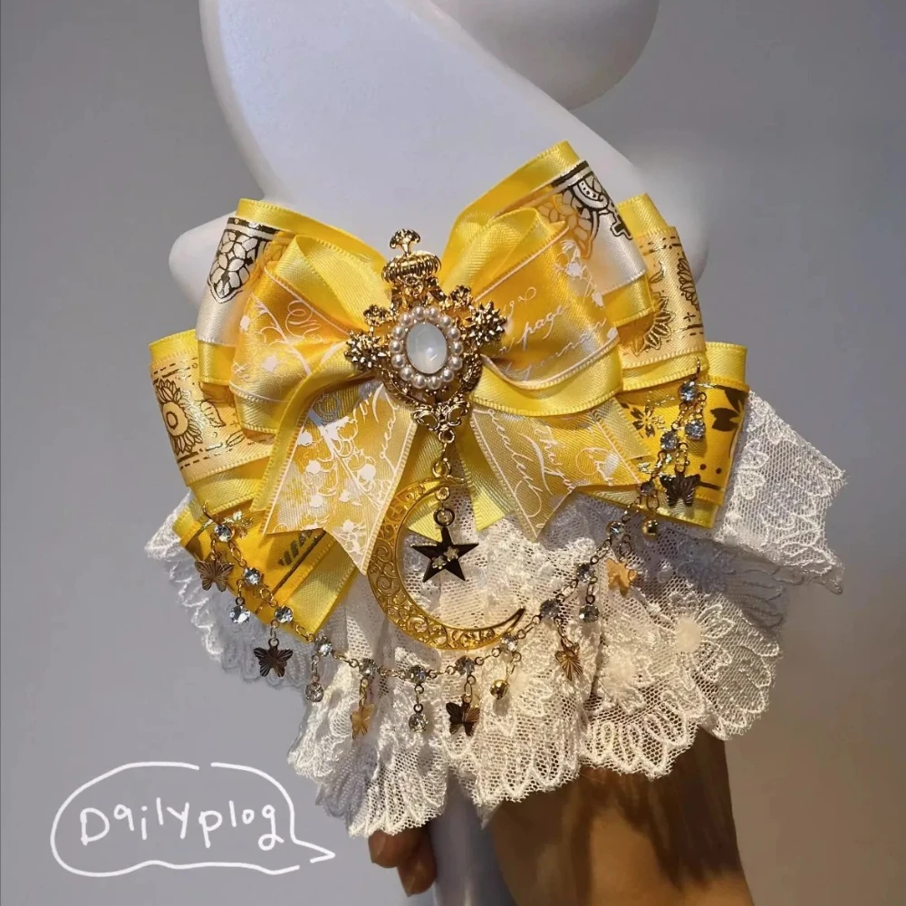 

Pure Handmade Gorgeous Lolita Lace Bow Role Playing Bowtie Anime Support Bar Bows Accessories Jewelry Shirt Collar Flower Brooch