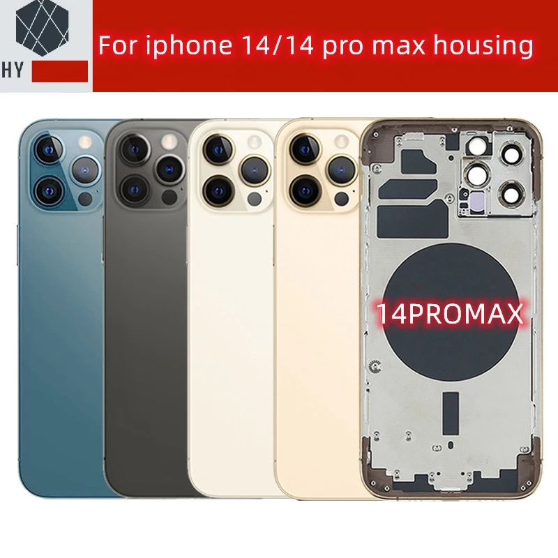 Back Housing Battery Cover For iPhone 14 Pro Max Back Rear Housing Frame Chassis + with Side Buttons + SIM Tray + Tools