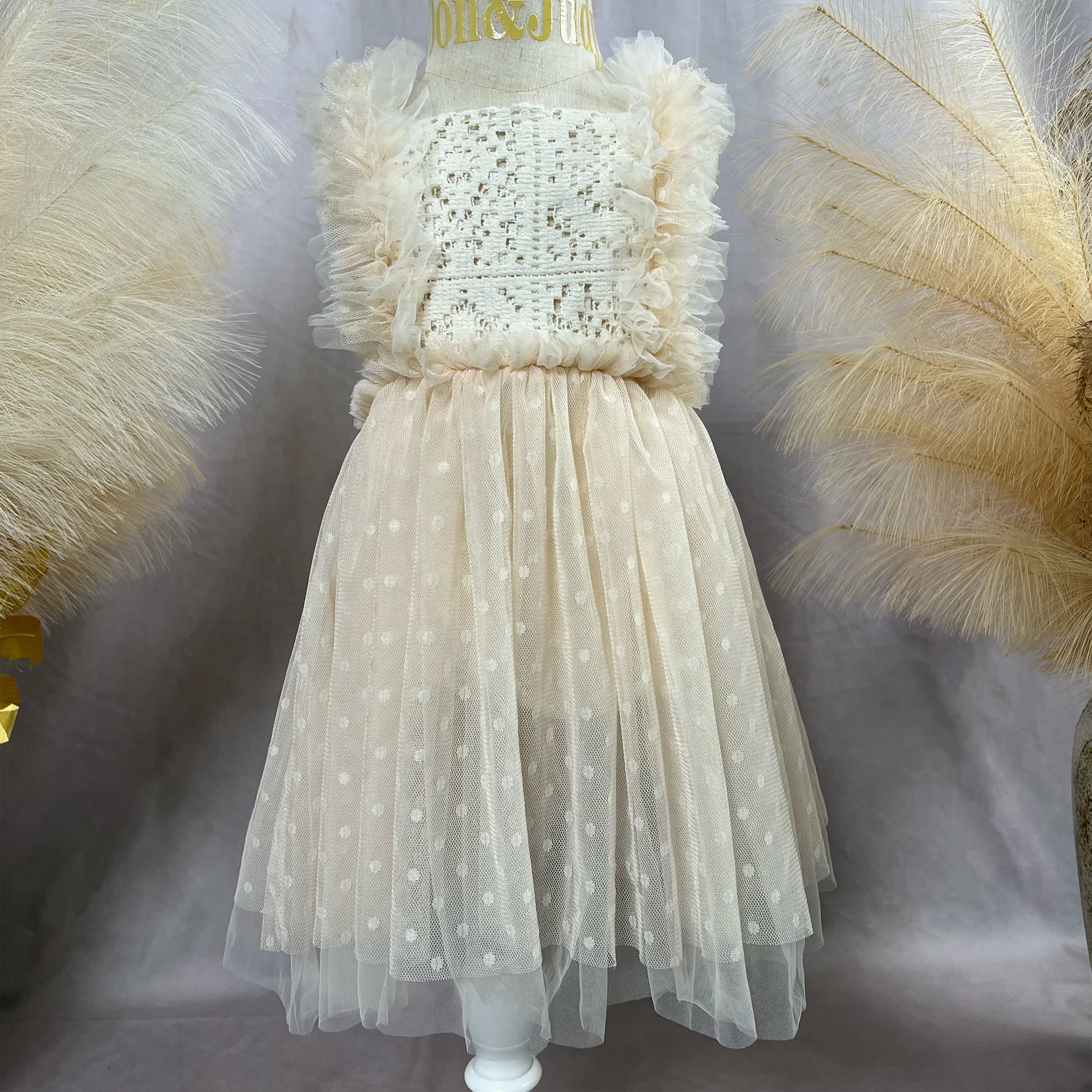 Don&Judy Tulle Little Girl Princess Ball Gown Boho Wedding Flower Girls Dress Elegant Baby Birthday Photography Vestidos Gifts