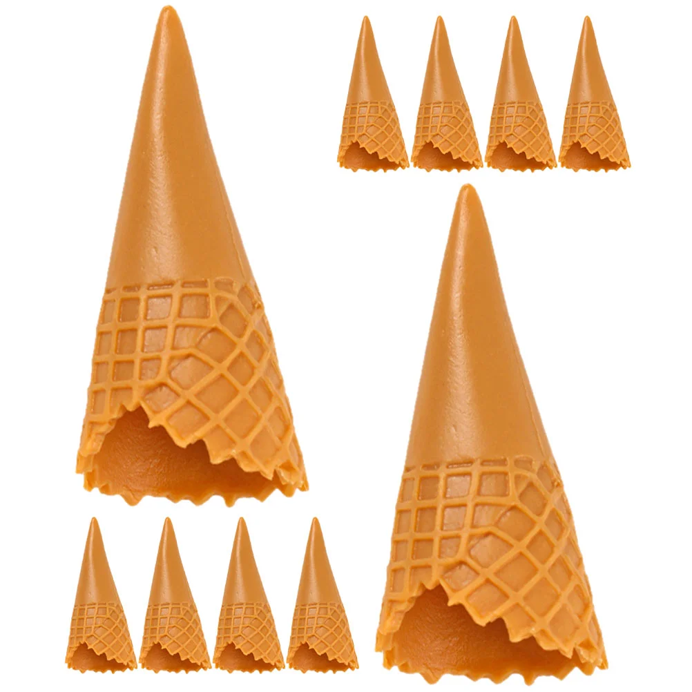 12 Pcs Mini Simulated Ice Cream Base Trays Realistic Decorative Cones PVC Material Easy to Clean Kitchen Toys Home Decor