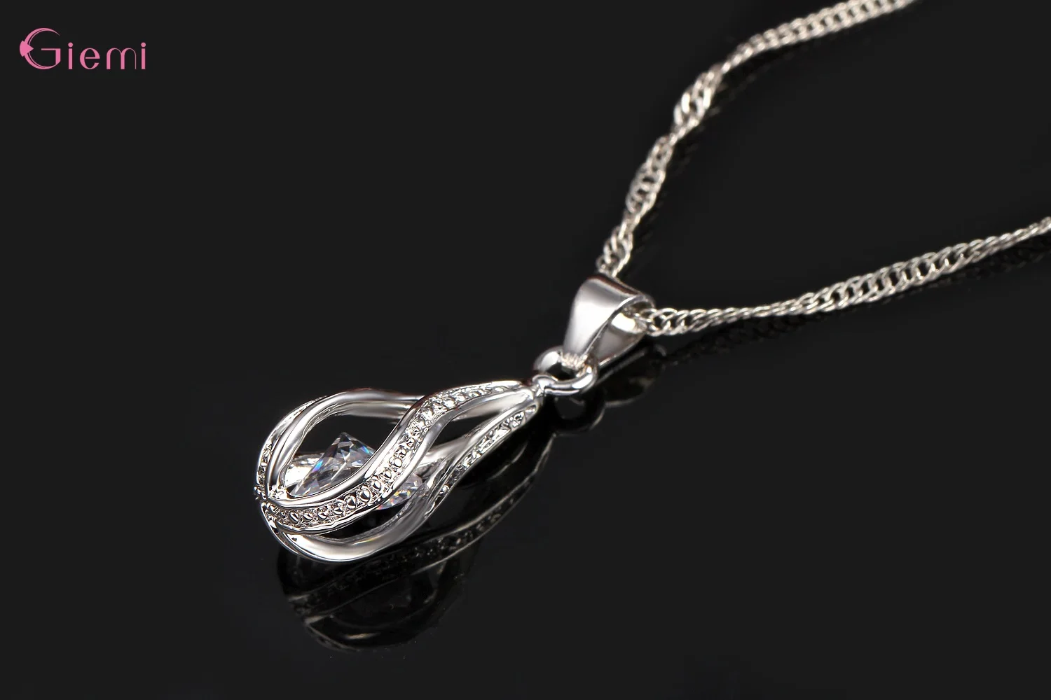 Drop Shipping Jewelry Sets Genuine 925 Sterling Silver Cubic Zirconia Pendant Necklaces+ Earrings Crystal Jewellery Gifts Women