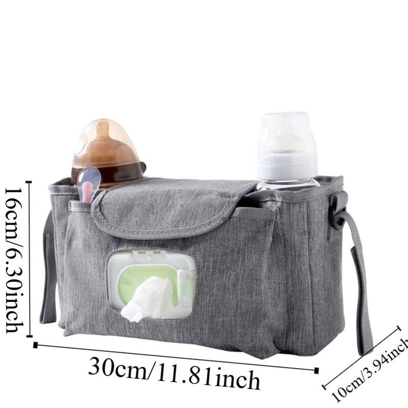 Bolsa multifuncional para cochecito de bebé, gran capacidad con múltiples bolsillos, bolsa colgante de almacenamiento para cochecito, bolso impermeable para mamá