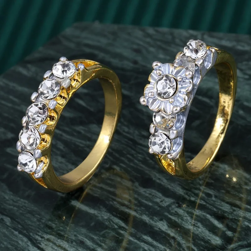 

New retro high-end niche design fashionable diamond-encrusted two-piece ring