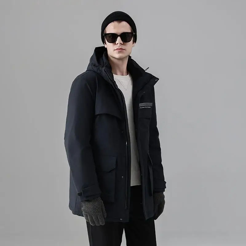 

Новая мужская удлиненная пуховая куртка 2025 года, утепленная, в рабочем стиле, из полиэфирного волокна, белая, с капюшоном, стандартный крой