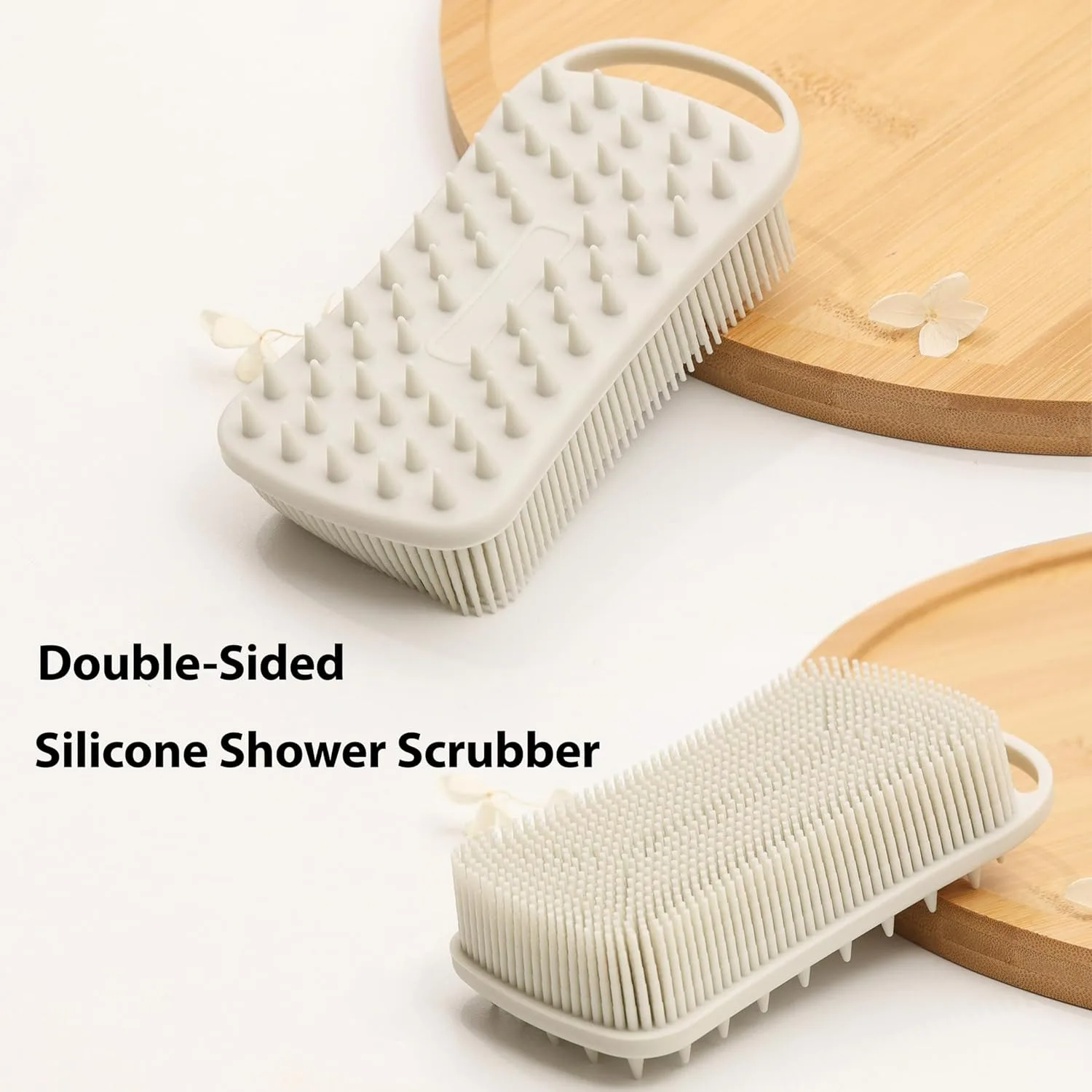 1pc Silicone Body Scrubber, 2in 1 Exfoliating Shower Bath Scrubber,for Sensitive Skin, Shower Hair Scalp Massager, Easy To Clean