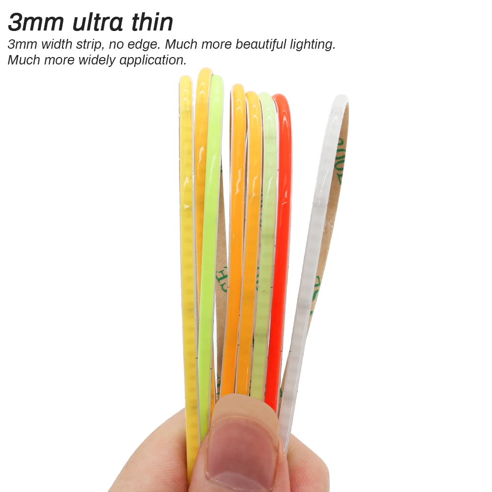 3mm Ultra Thin COB LED Strip Light 12V LED Strip Ribbon Lamp 24V Tape LED Colorful FOB COB Strip Blue/Green/Red for Room Decor