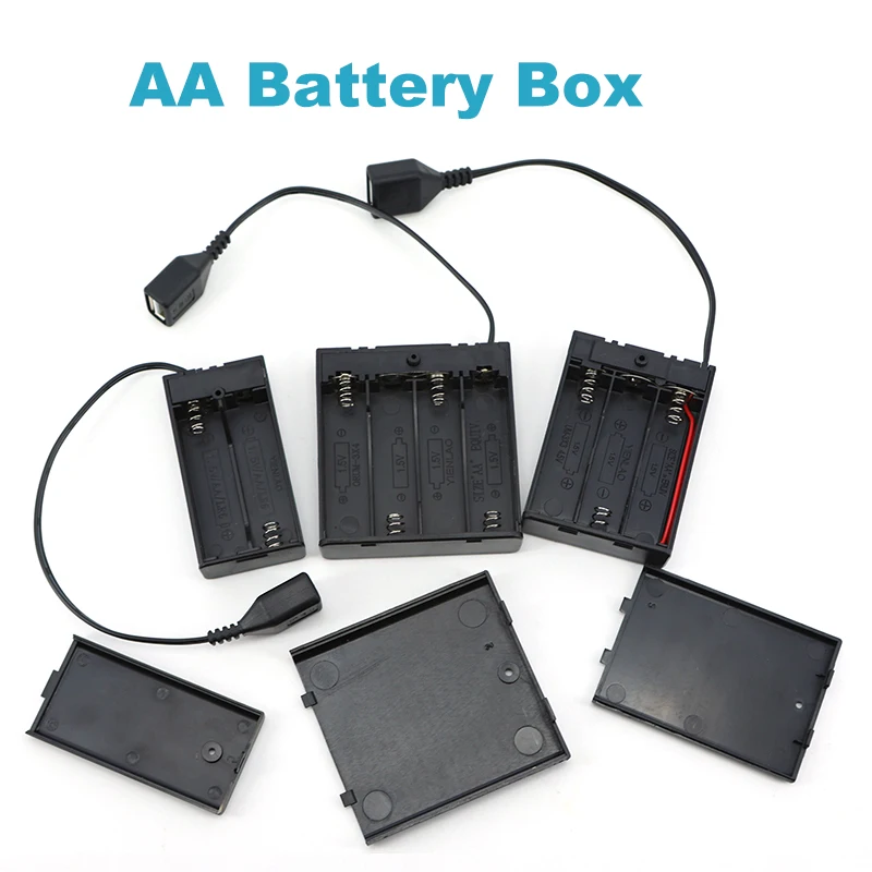 2*AA 3*AA 4*AA  3V 4.5V 6V Battery Case With USB female cable Port cover For Building Blocks LED Light Kit With Switch