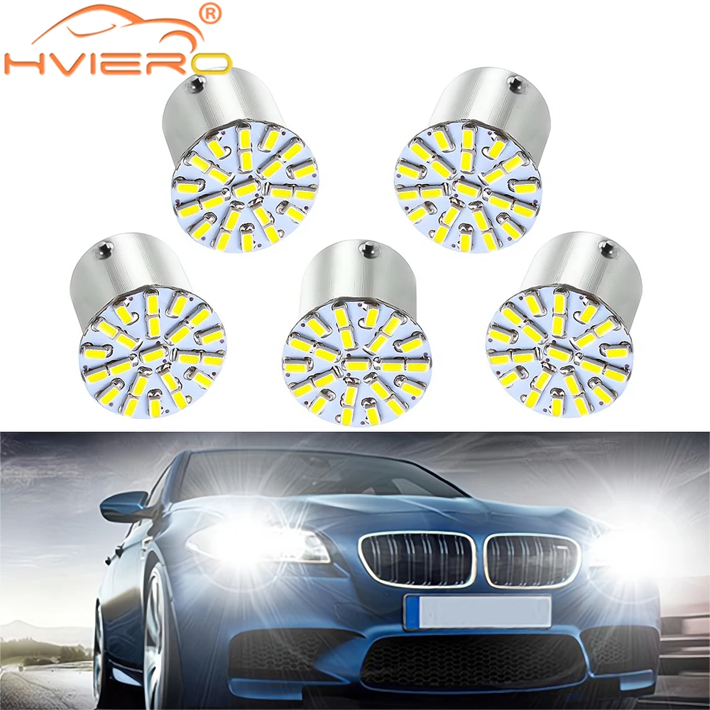 

5Pcs 1156 BA15S 1157 BAY15D 3014 22SMD White Car LED Brake Turn Light Parking Lamp Auto Led Backup Wedge Tail License Plate Bulb