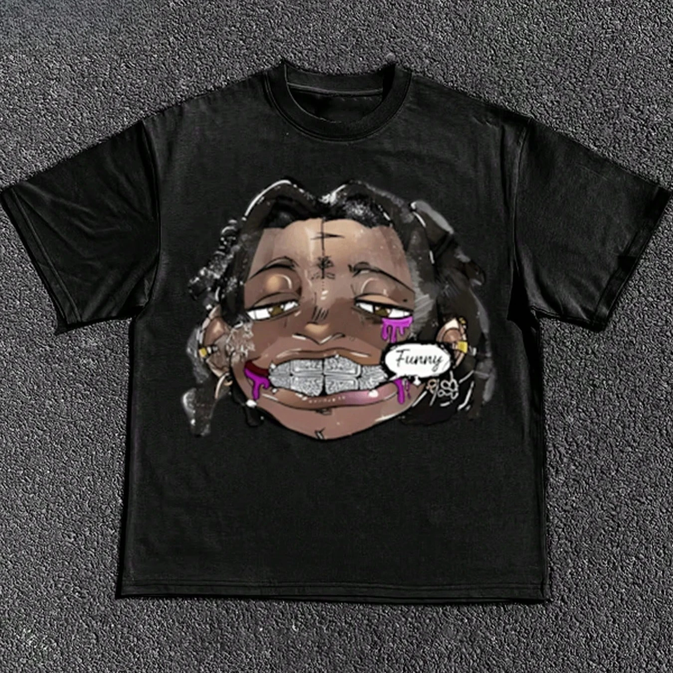 Kaos Punk Estetika Harajuku Motif Grafis Bergaya Humor Y2K Katun Pria Wanita Retro Hip Hop Rock Goth Streetwear Atasan