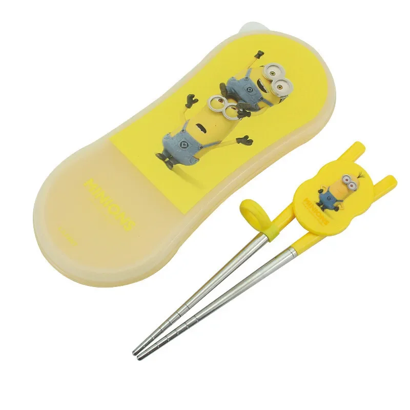 Minions Anime Character Cartoon Cute Children Learning Chopsticks Creative Anti-Slip and Anti-Fall Training Chopstick Box Set