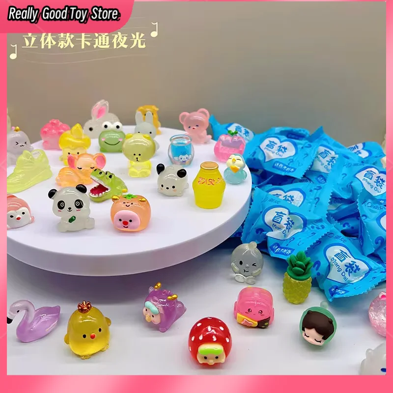 50pcs Mini Luminous Animal Blind Bag Toys Mini Simulation Kawaii Gift Item Blind Box Doll Ornament Children Christmas Gift