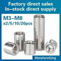Tuerca de acoplamiento cilíndrica de unión de columna redonda, tornillo de conexión cilíndrica de extensión de acero inoxidable 304, M3, M4, M5, M8, M10 ~ M16