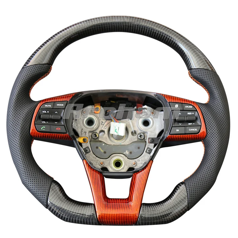 Carbon Fiber Steering Wheel D shape Customized Sport Racing For Hyundai Sonata 9 2015 2016 2017 2018 2019 2020