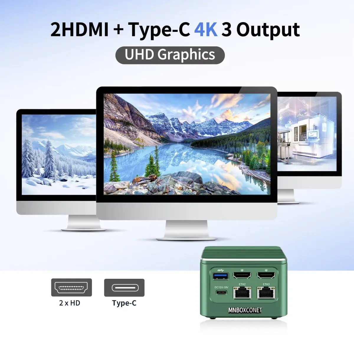 MNBOXCONET ミニPC Core i3 N305 (8コア/8スレッド、最大3.8GHz)、ミニコンピューター ブラック Linux、Wifi6/BT5.2、2ポート I226-V 2.5Gbe LAN