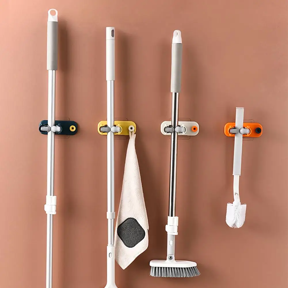 Wall Mounted Mop Organizer High Stability Widely Used Simple Installation Self Adhesive Mop Holder Broom Hanger