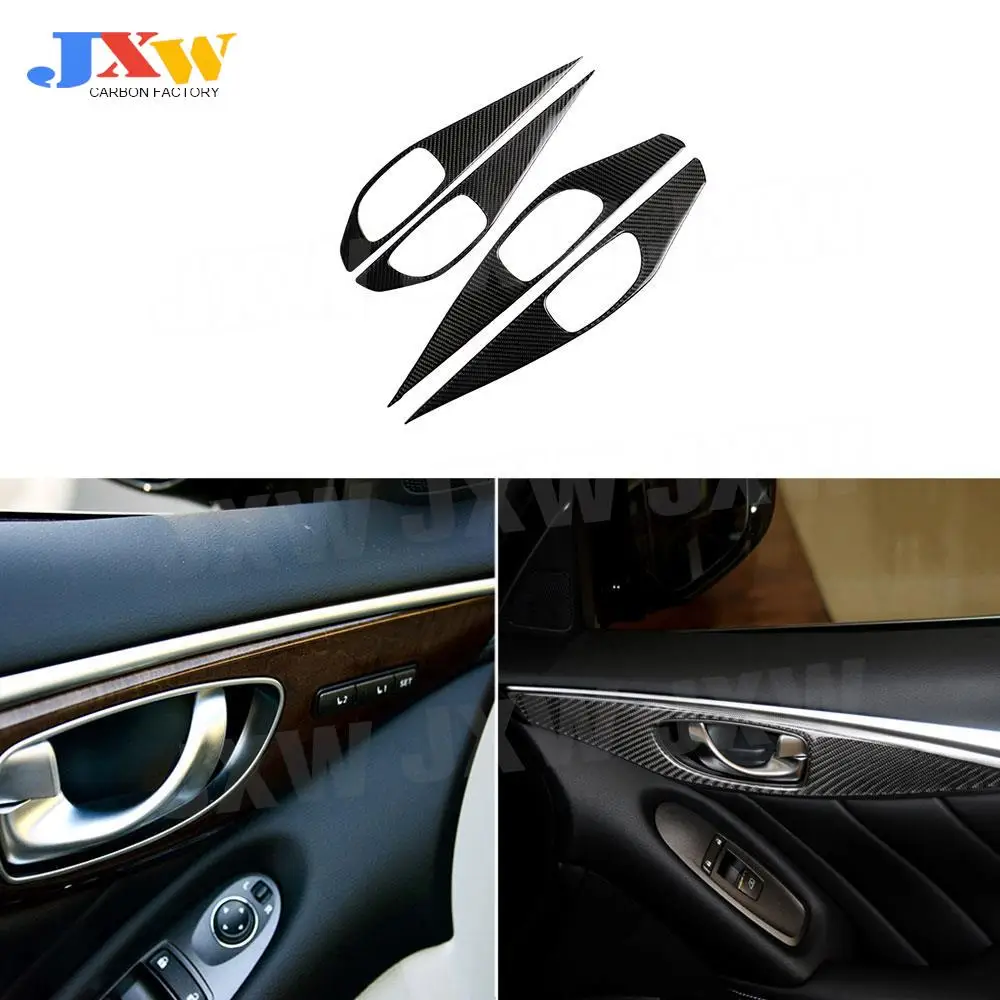 

4Pcs/set Carbon Fiber Car Interior Accessorise Door Handle Panel Stickers For Infiniti Q50 Q60 2014-2020