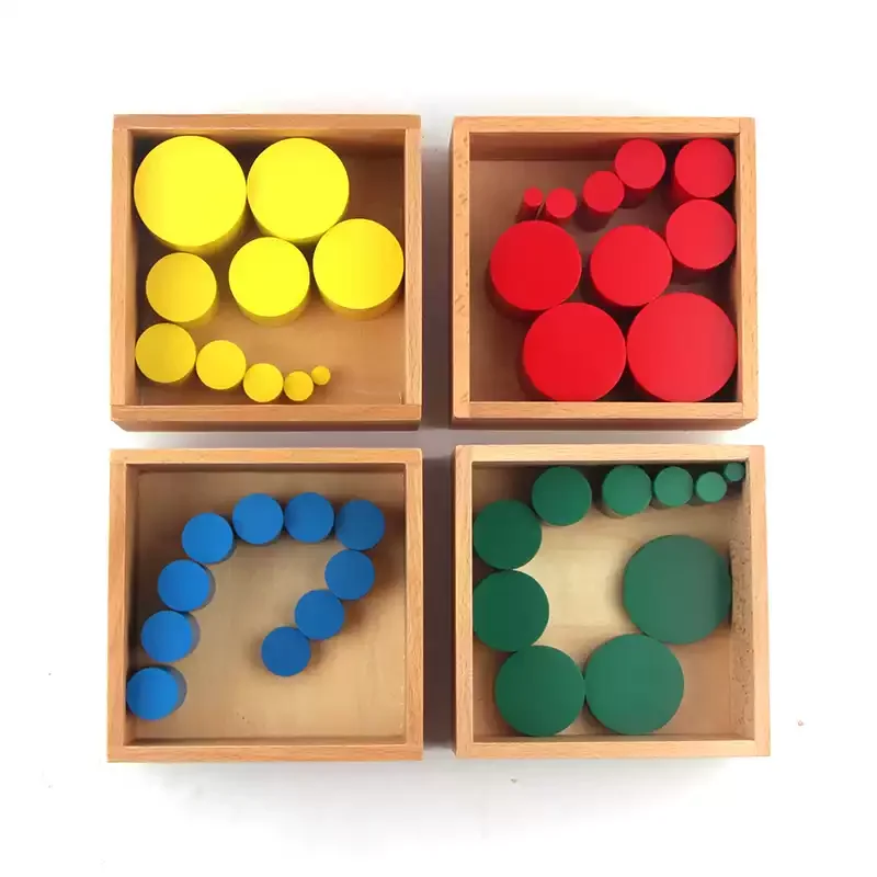 Montessori Sensory Toys Knobless Cylinders Set Colors Sorting Game Early Educational Equipment for Visual Sense Development