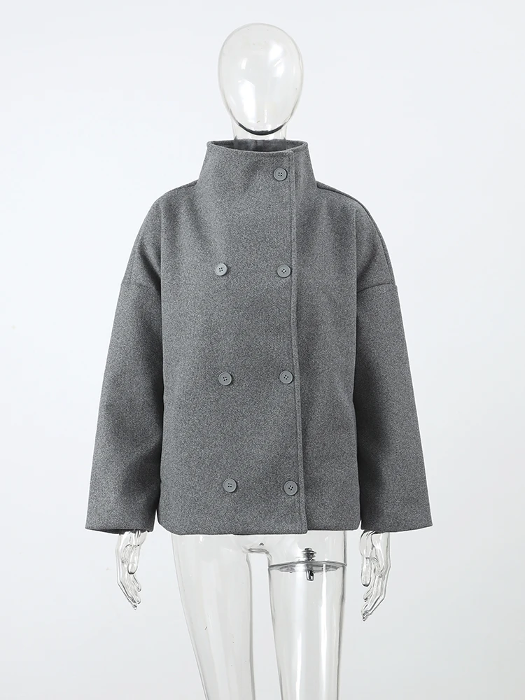 Vielseitiger klassischer Kurzmantel mit dicker Schnalle, warme Mäntel, Herbst-Oberbekleidung, trendige Vintage-modische Damenbekleidung – Detail 4