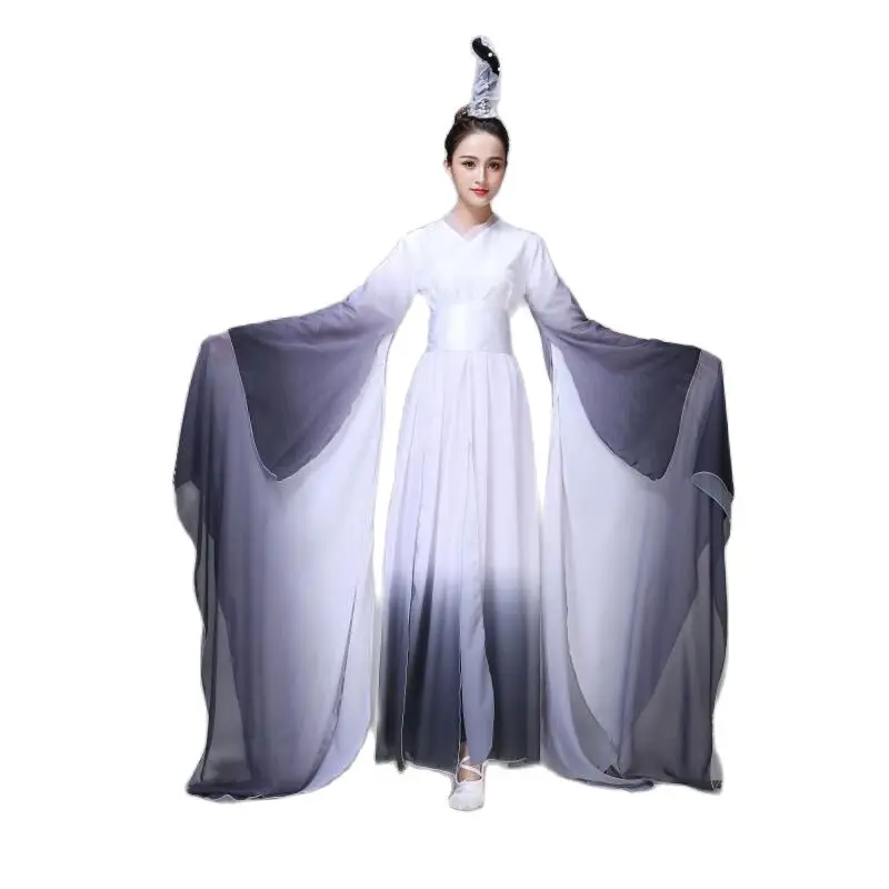 

Chinese Folk Dance Costume Ancient Ink Style Female Classical Dancer Clothes Traditional Yangko Stage Wear Oriental Dress