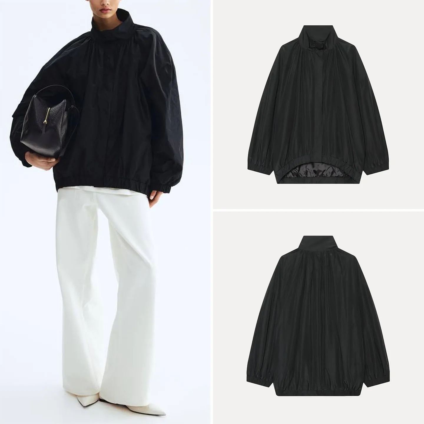 Fashionable Long Sleeve Stand Collar Oversized Outerwear Top Women's Casual Style Autumn New Arrival ZADATA Brand