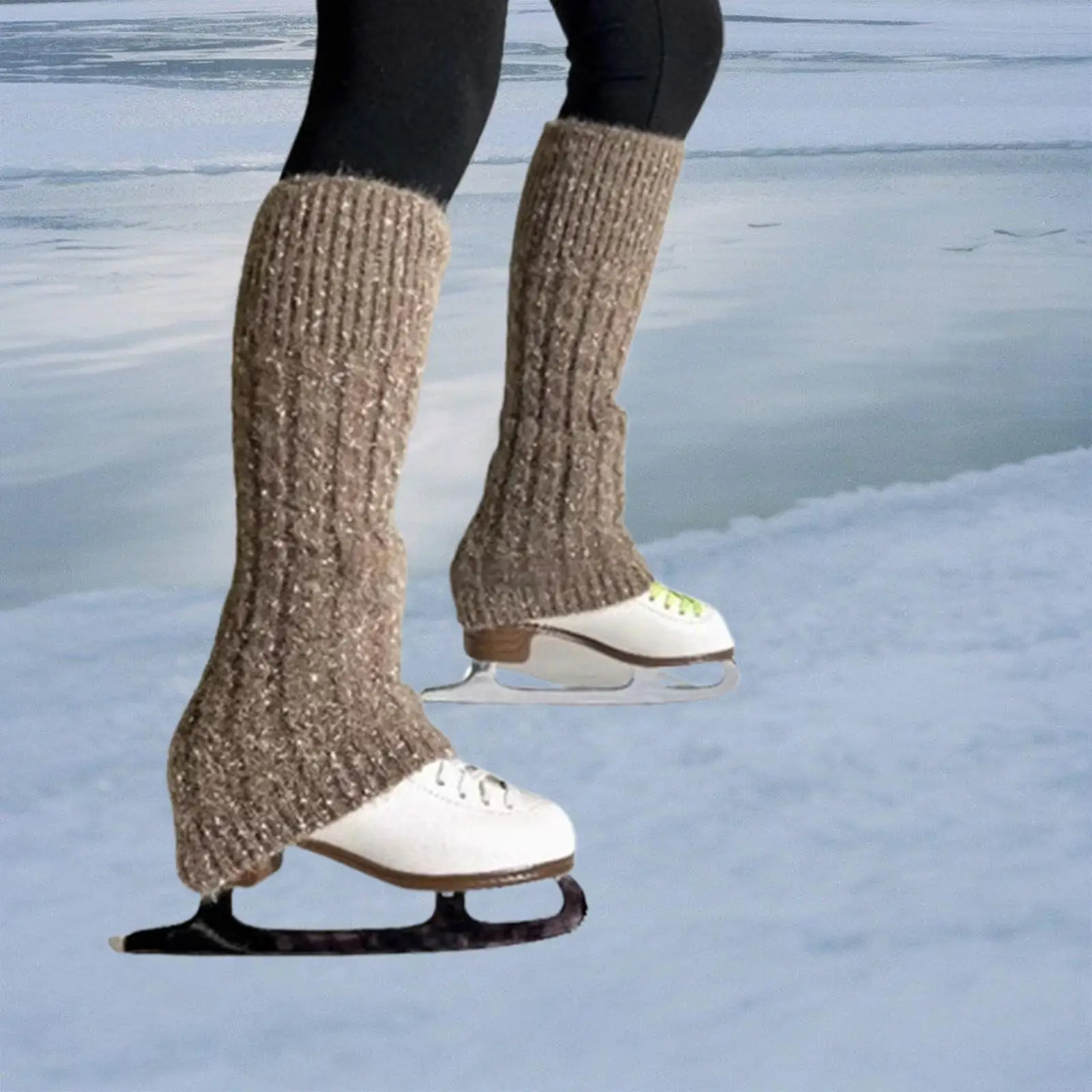 Calentadores de piernas para patinaje sobre hielo Calcetines ligeros para patinaje artístico sobre hielo